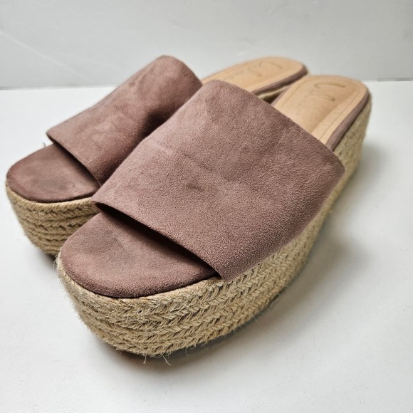Lulus O'Ahu 2 Suede Espadrille Platform Slides Sandals 10 Mauve Pink - Picture 2 of 7
